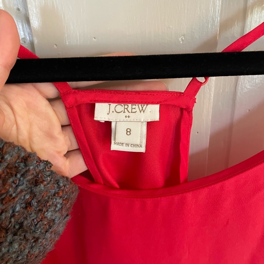 J. Crew Brilliant Red Camisole Tank Top Adjustable Straps Comfy Airy Summer Work - Picture 4 of 6